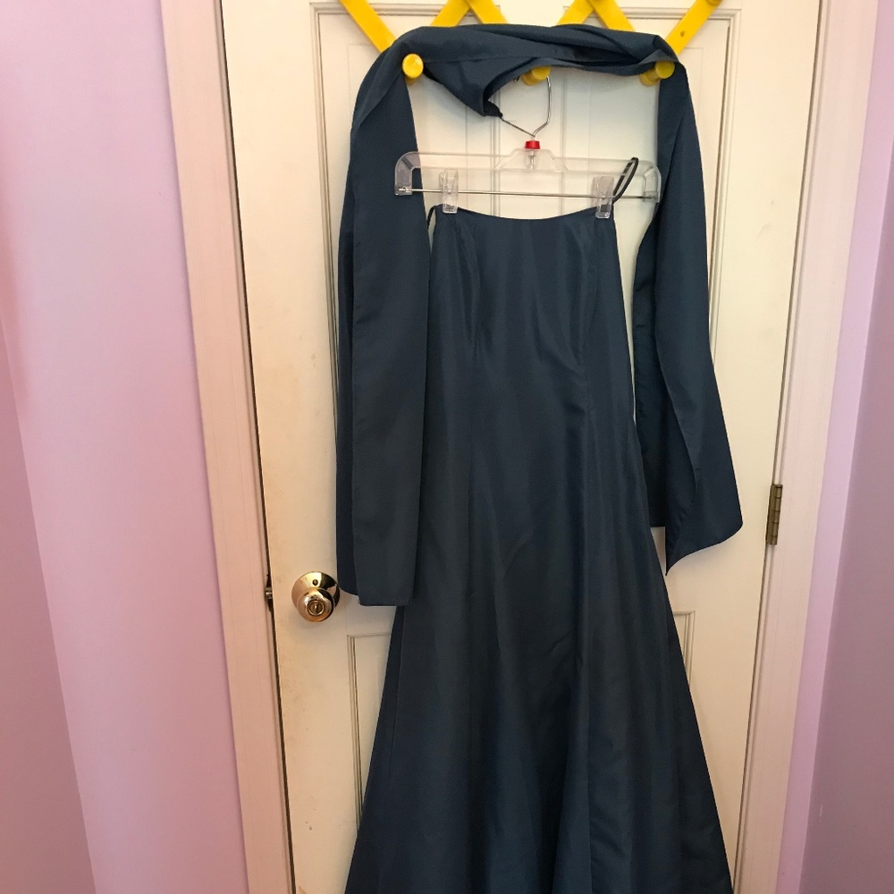 Slate gray prom or evening gown